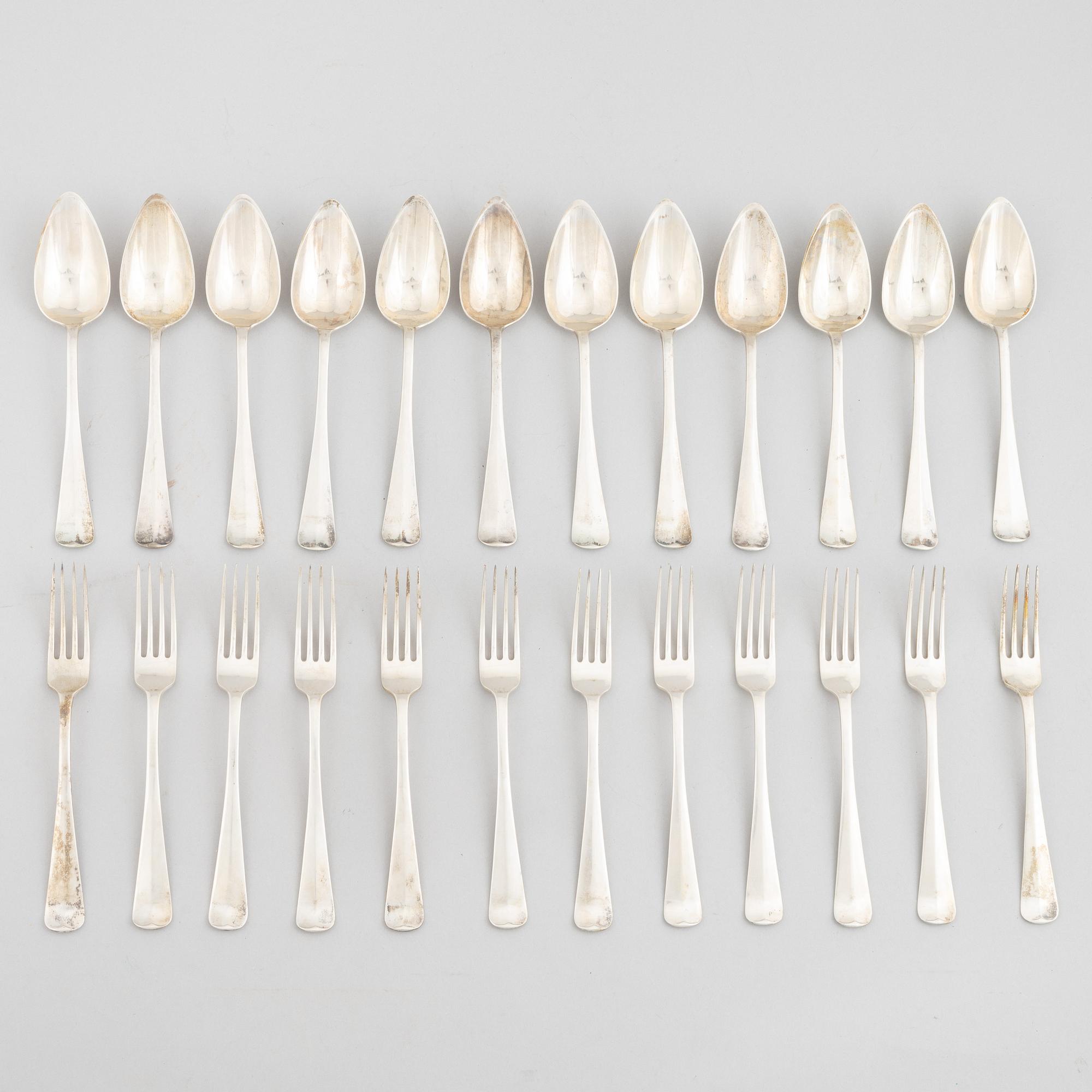 A Dutch Silver Cutlery Set, mark of J.M. van Kempen & Zn., Voorschoten 1906-07, (24 pieces).