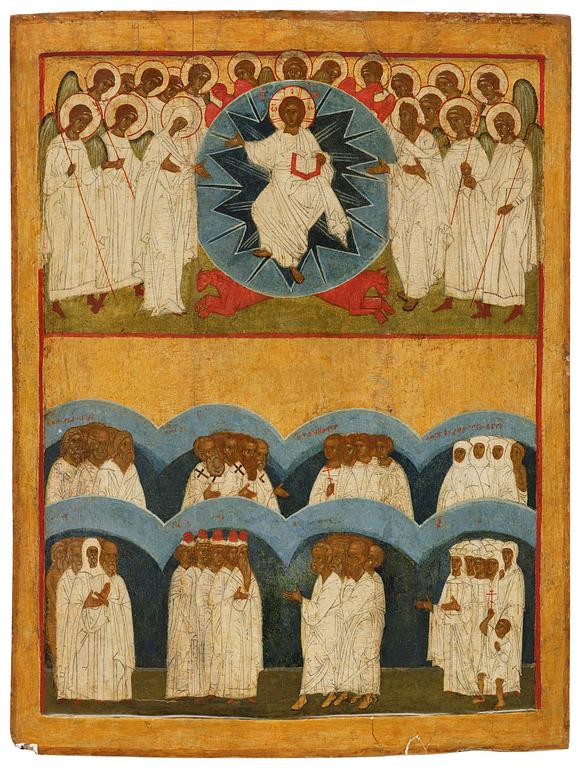Ikon, "Alla heligas sabbat", Novgorodskolan ca 1500.