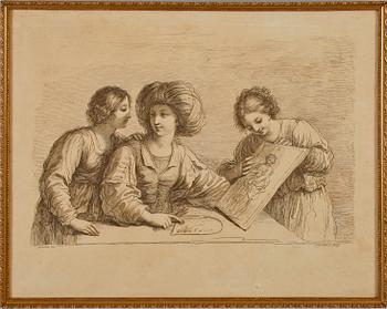 IL GUERCINO, 3 st, efter, E Bartolozzi, 1800-tal.