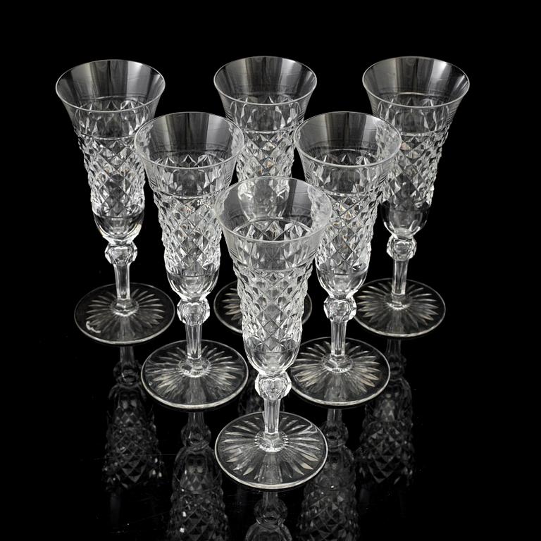 A set of six champagne glasses, first half of the 20th century.