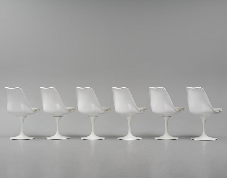 Eero Saarinen, a set of six "Tulip" chairs, Knoll Studio, 2010.
