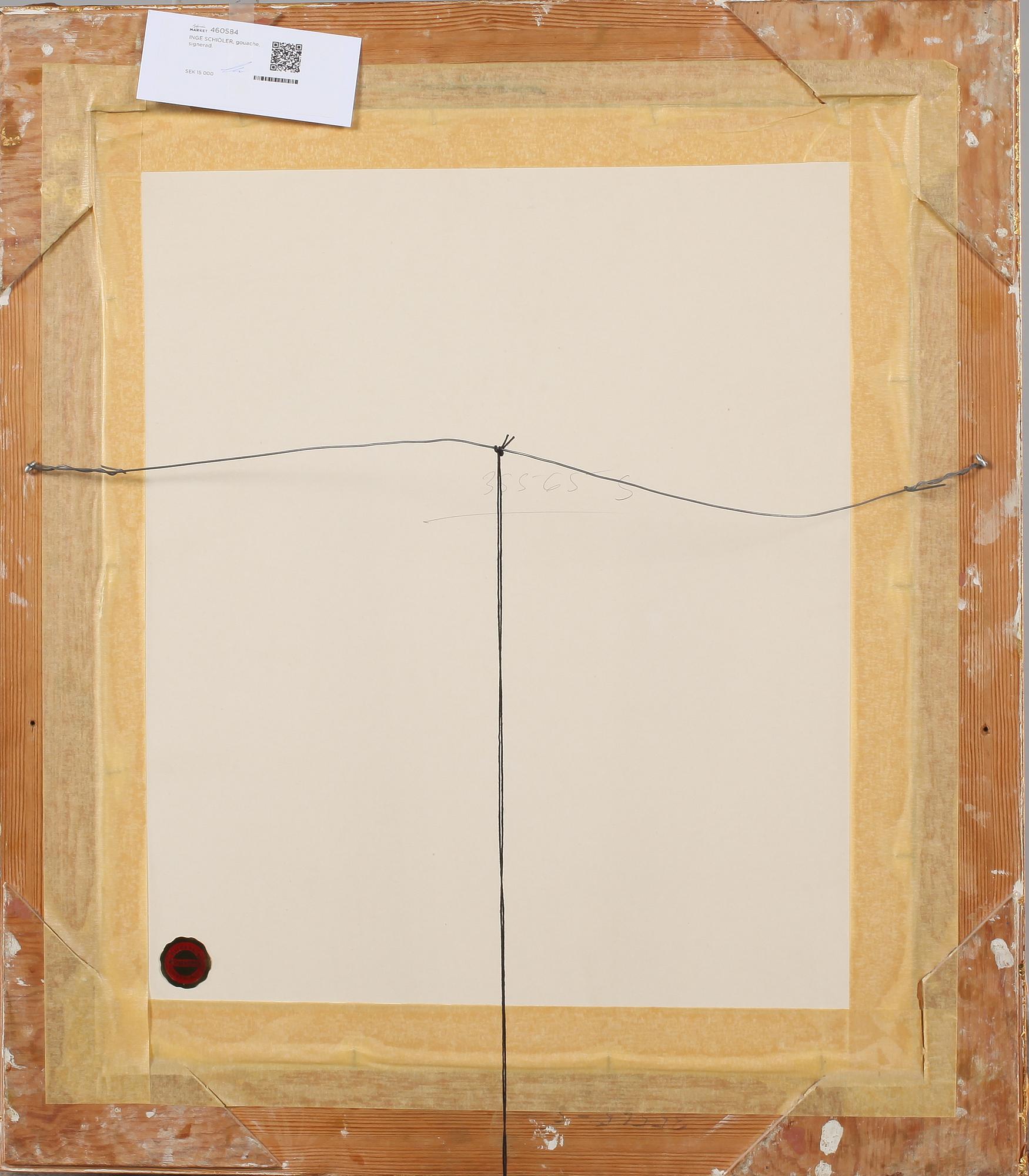 INGE SCHIÖLER, gouache, signerad.