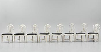 A set of eight late Gustavian chairs by J. E. Höglander (master in Stockholm 1777-1813).