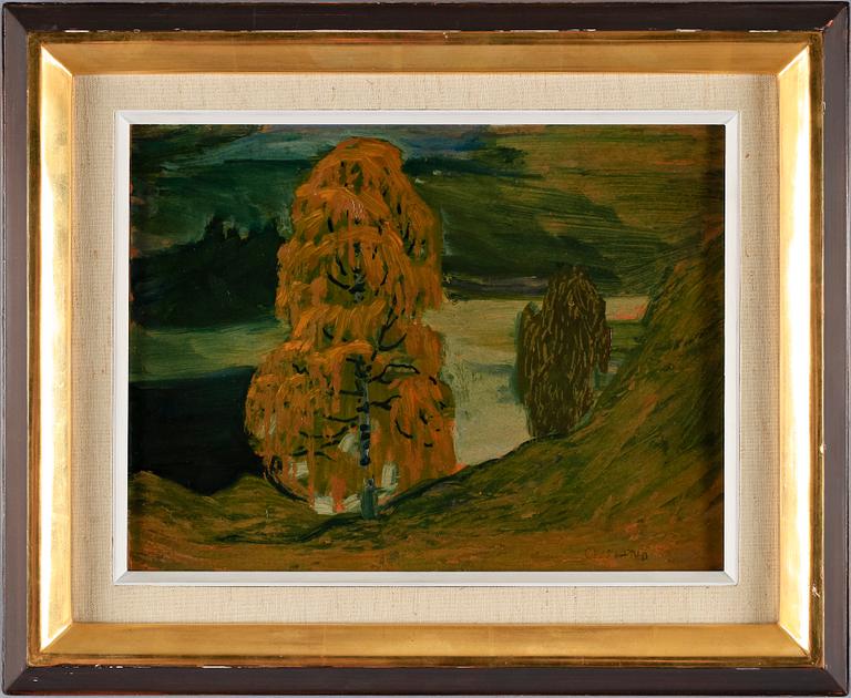 HELMER OSSLUND, olja på pannå. Sign.