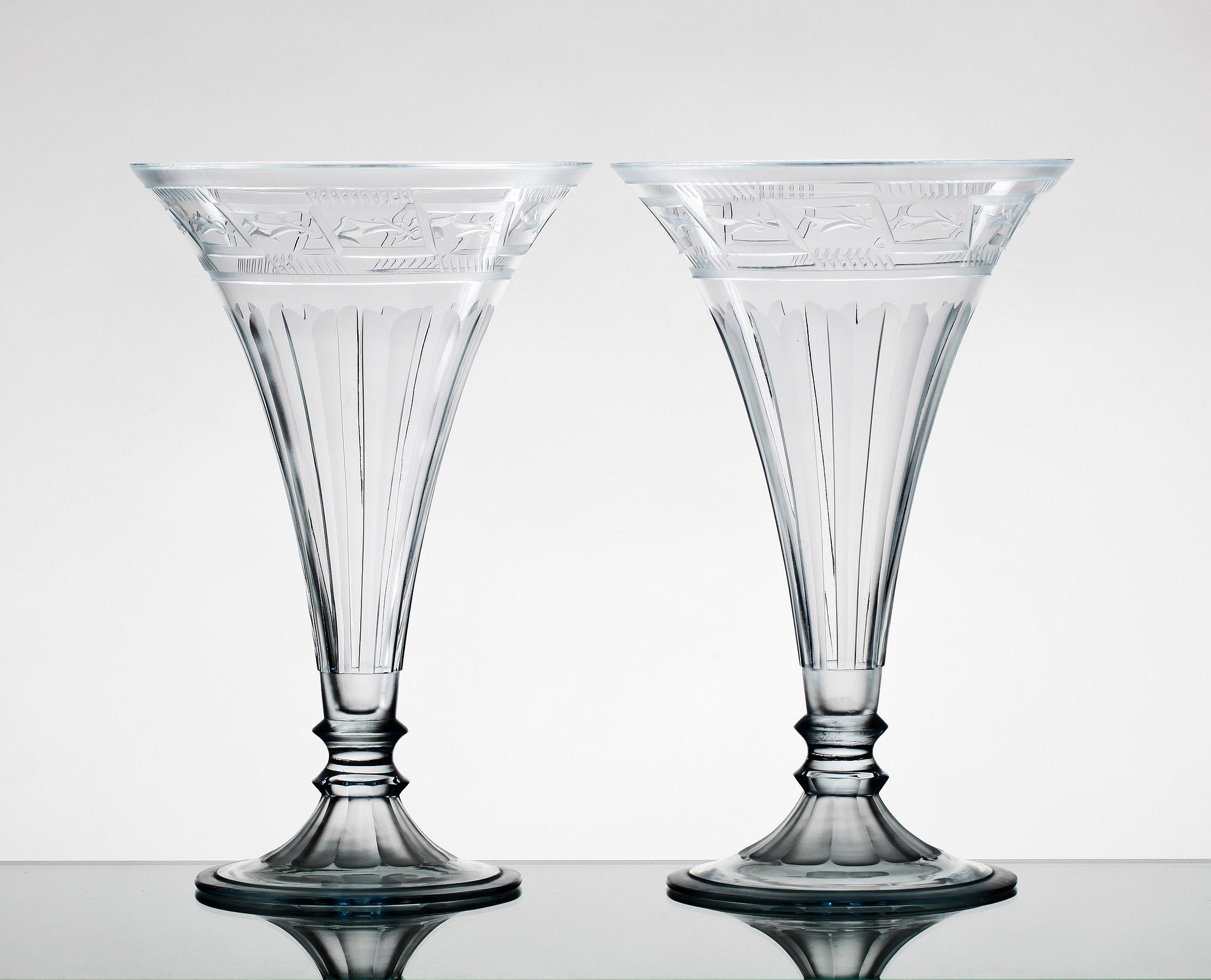 VASER, ett par, glas, Art Deco, Simon Gate, Orrefors, sign o dat -29.