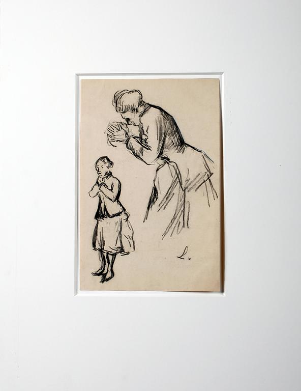 MAXIMILIEN LUCE, kolteckning, sign.