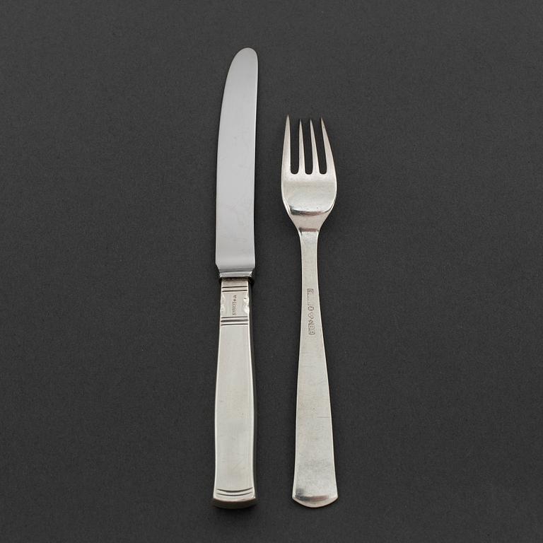 JACOB ÄNGMAN, smörgåsbestick, 24 delar, silver. "Rosenholm", GAB, bla Stockholm 1964.
