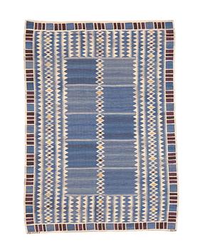 305. Barbro Nilsson, a carpet, "Salerno blå", flat weave, ca 245 x 177 cm, signed AB MMF BN.