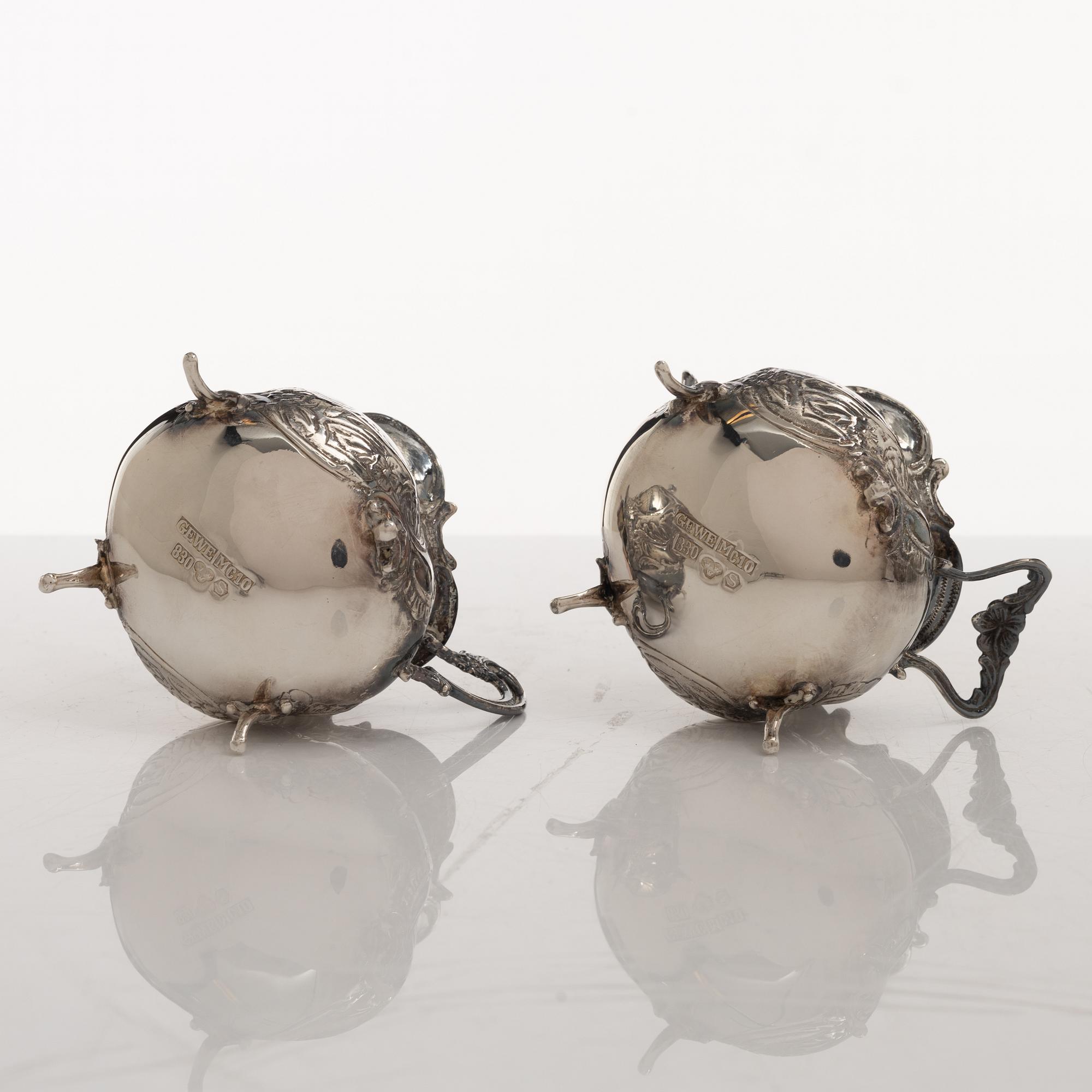 Kaffeservis, 4 delar, silver, rokokostil, GEWE, Stockholm 1976.