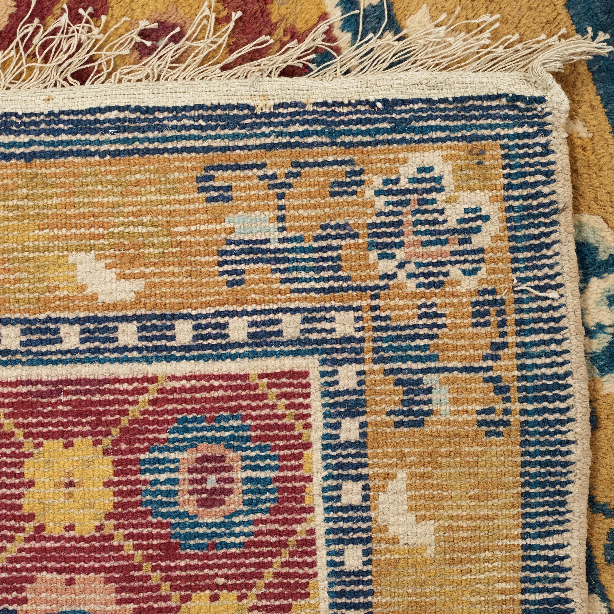 MEDITATION RUGS, 3 PIECES. Semi-antique China. 197 x 70,5, 203 x 69 and 203,5 x 67 cm.