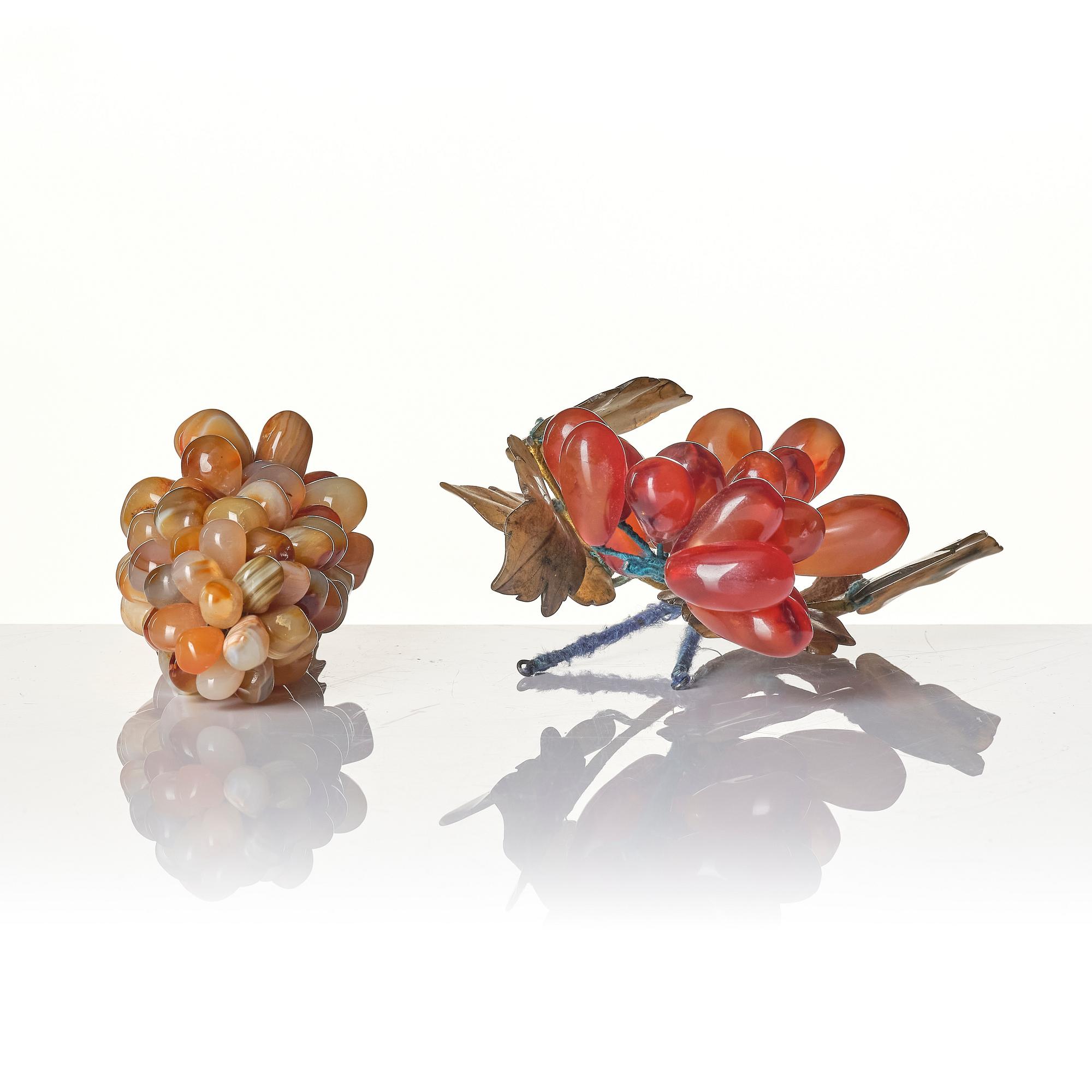 A set of two grape sculptures, China, 20th century.
