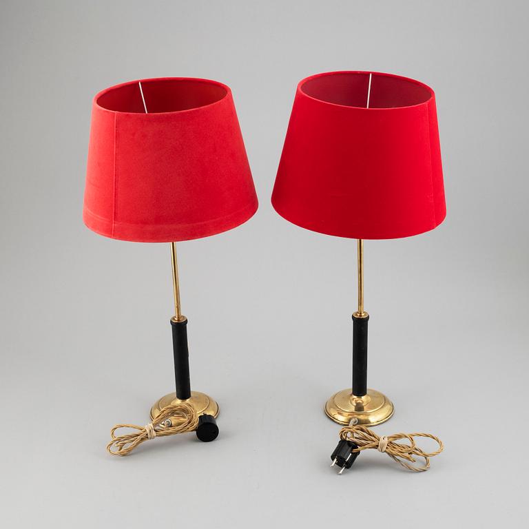 A pair of table lamps, Karlskrona Lampfabrik, second half 1900's.