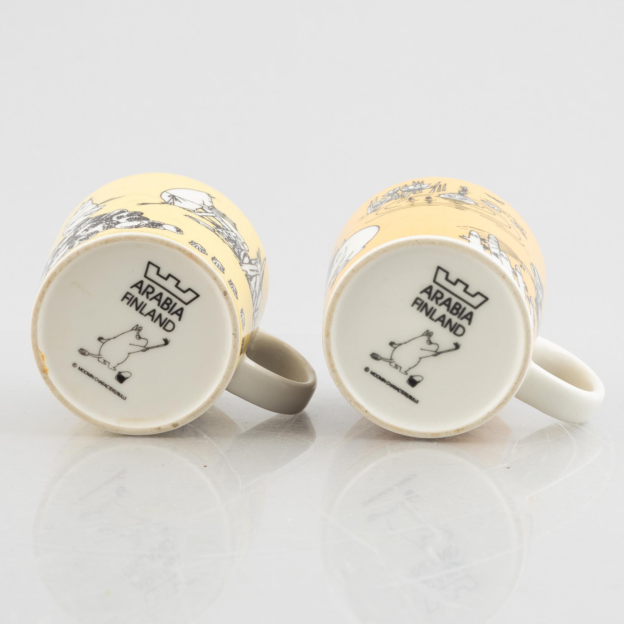 Two porcelain 'Moomin' mugs, Arabia, Finland, 1990-1996.