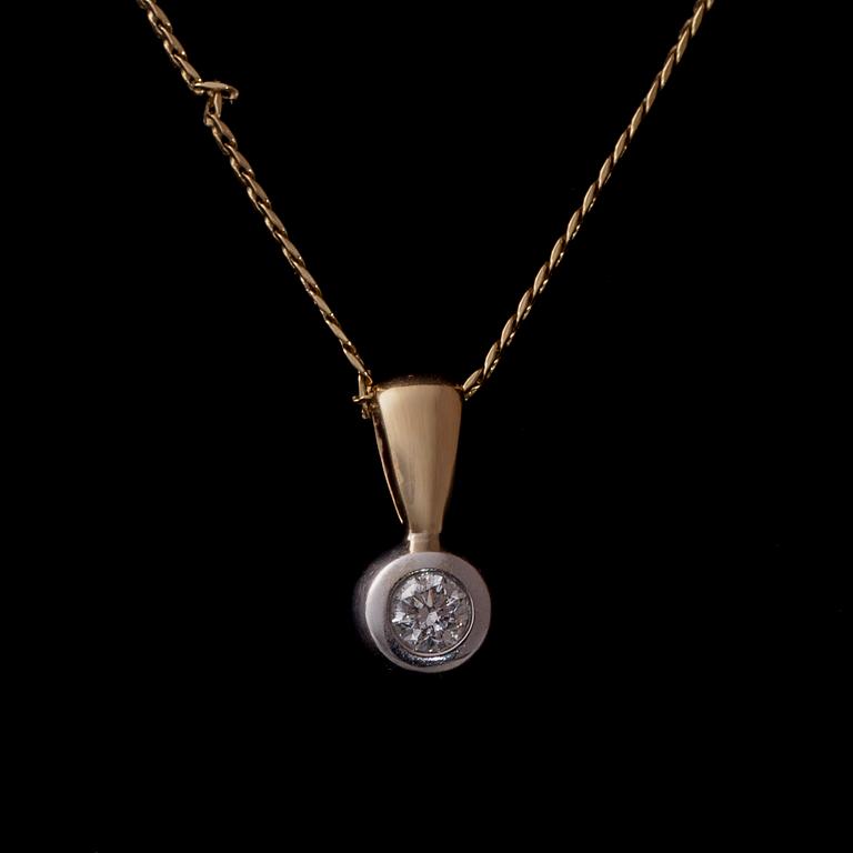 HÄNGE, 14K guld, briljantslipad diamant 0,25 ct. Vikt ca 4,6 g.