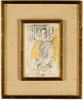 Sven X:et Erixson, mixed media, signed and dated -54.