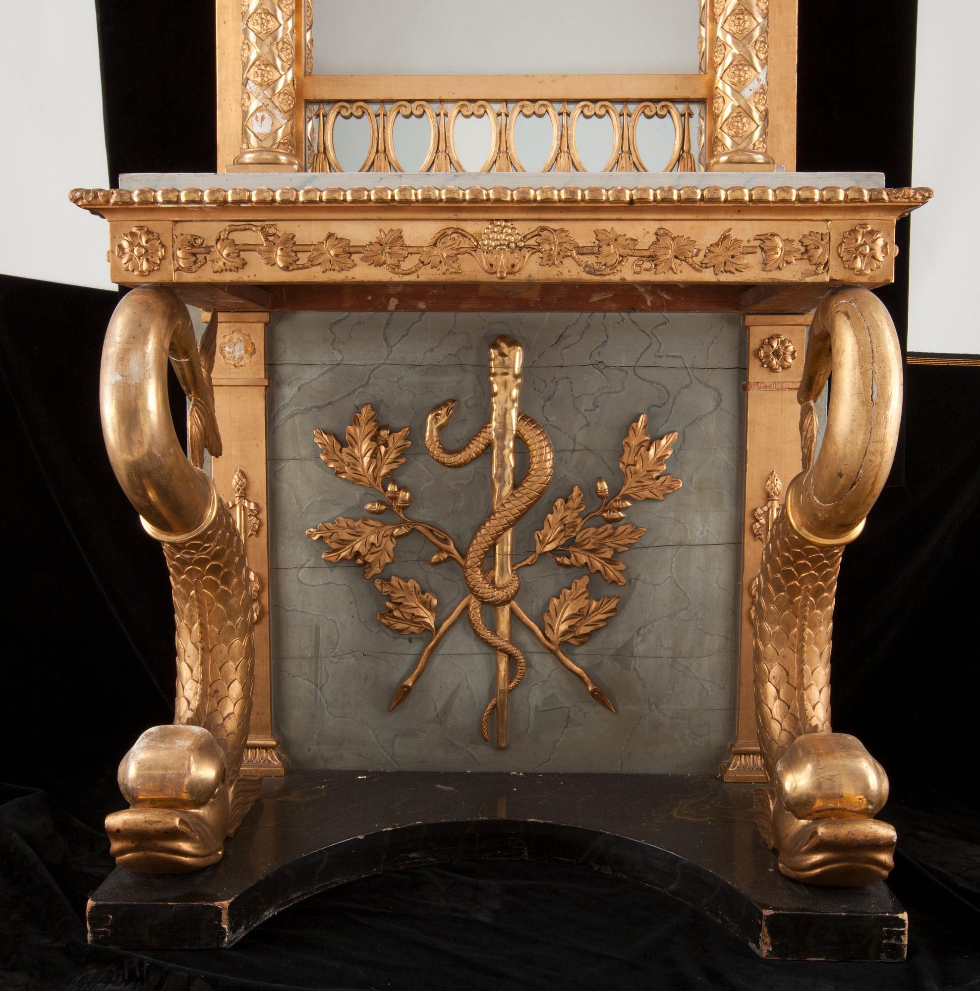 A Swedish Empire mirror and console table by P. G. Bylander.