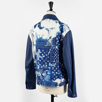 Louis Vuitton, jacket, "Monogram Bandana Mix Leather Denim Jacket", 2022 collection by Virgil Abloh, size 46.