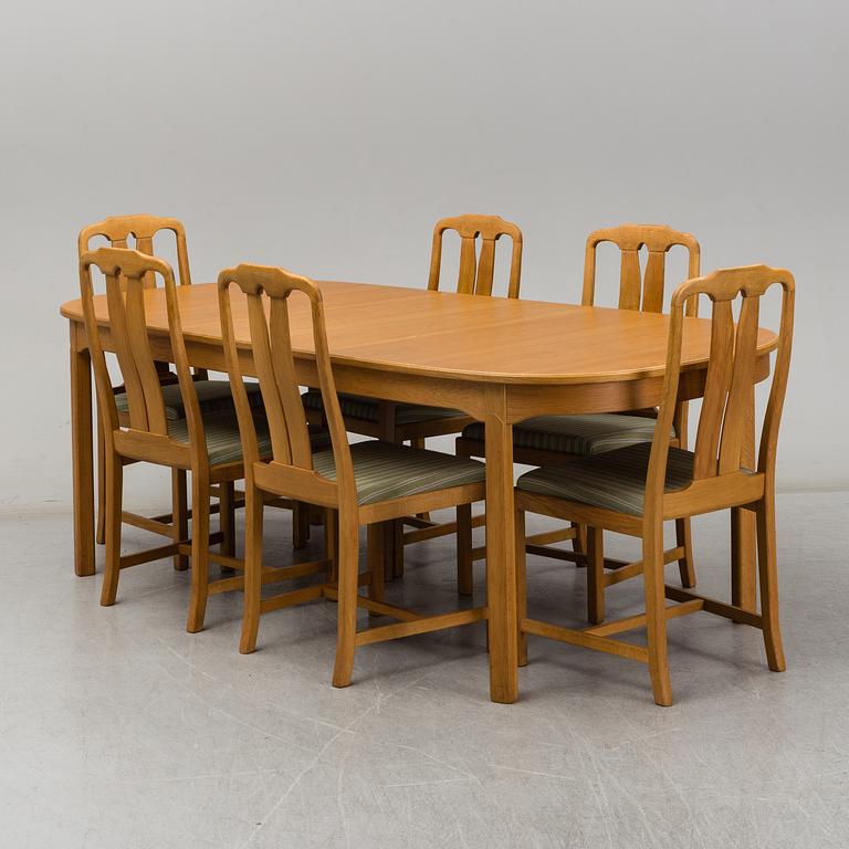 CARL MALMSTEN, matsalsgrupp 7 delar, "Ambassadör", Åfors Möbelfabrik.