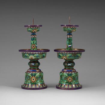 118. A pair of Chinese altarsticks, 20th Century.