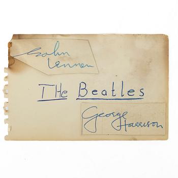 The Beatles, autographs, 3 sheets signed by John Lennon; Paul McCartney; George Harrison; Ringo Starr and Jimmie Nicol.