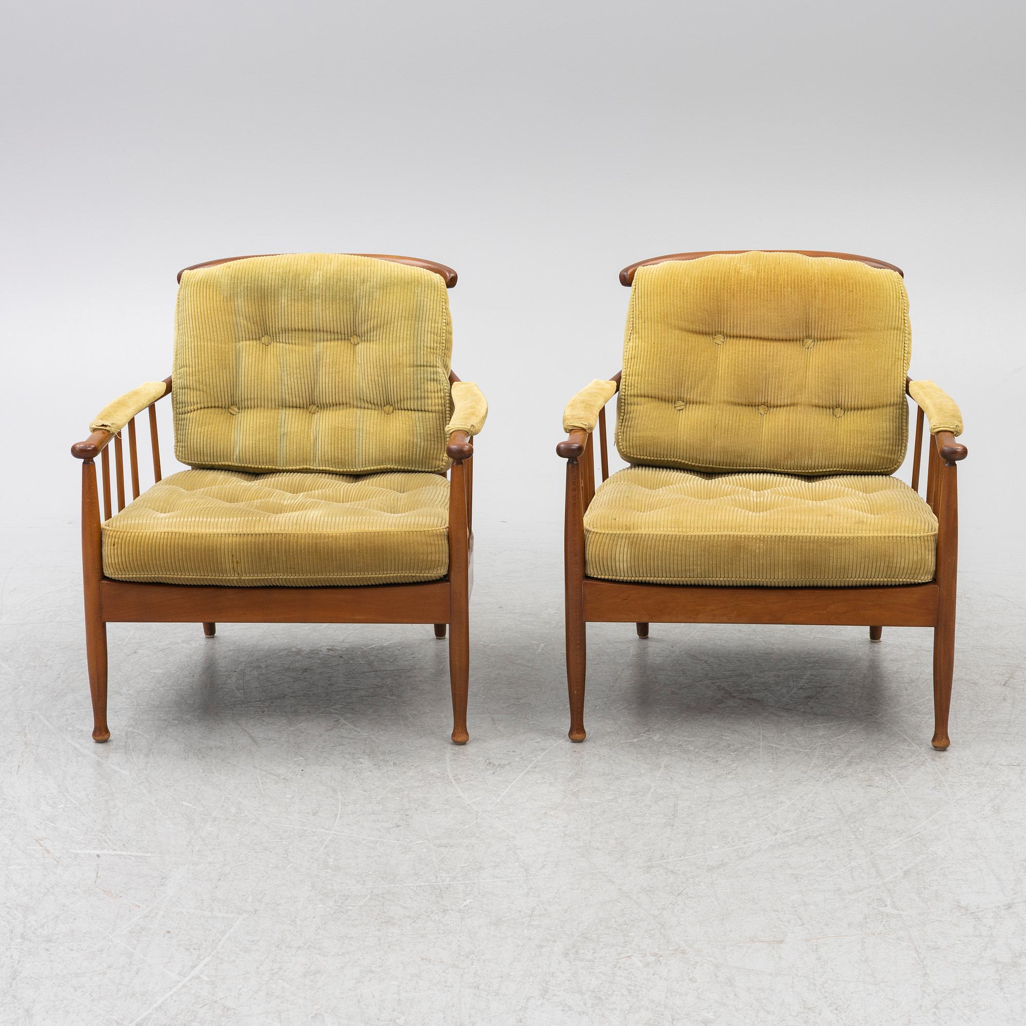 Kerstin Hörlin-Holmquist, A pair of "Skrindan" armchairs, mid-20th century.