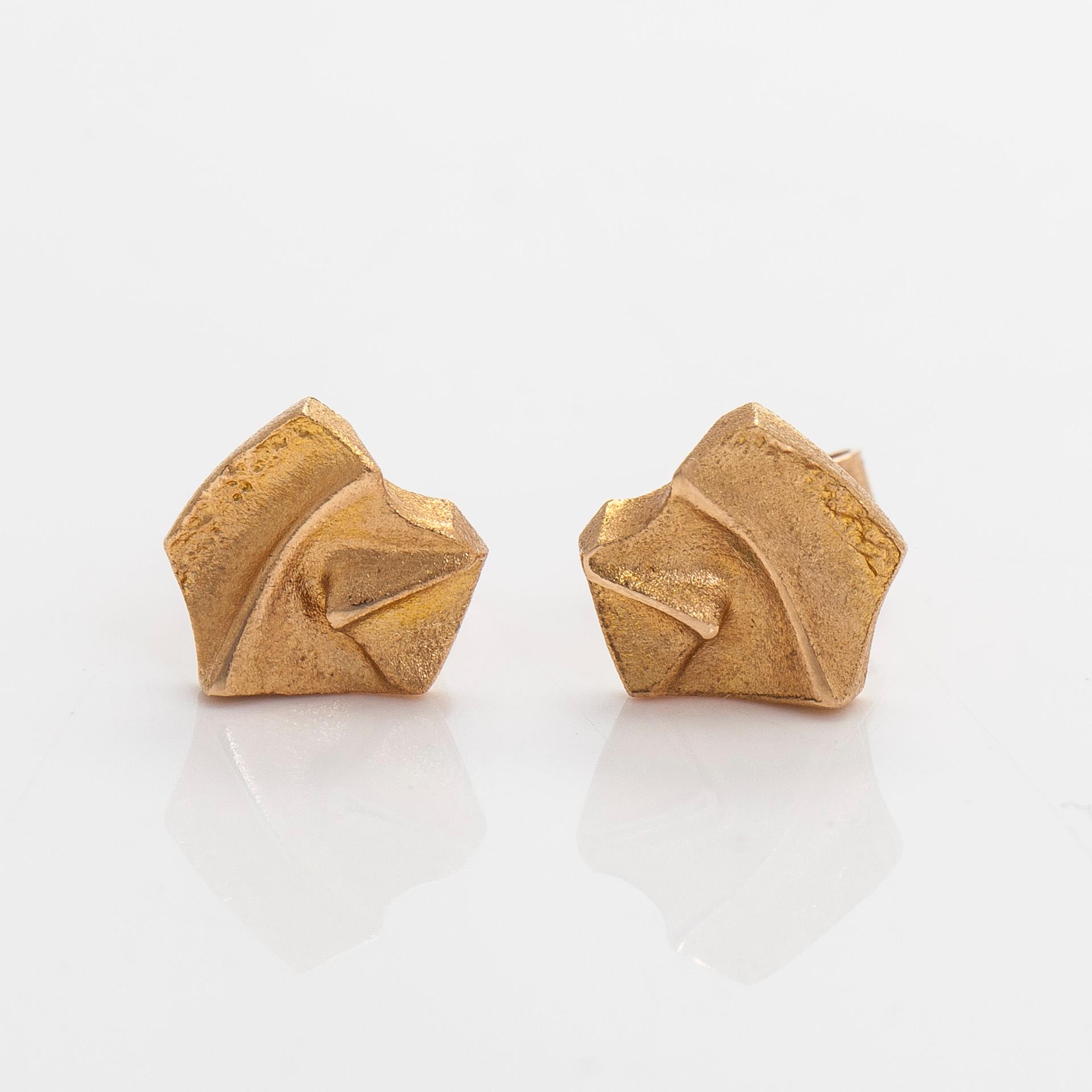 Björn Weckström, a pair of 14K gold earrings "Paio" for Lapponia.