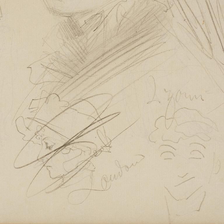 Anders Zorn, A portrait sketch and caricature drawings.