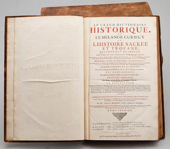 BÖCKER, 6 vol, "Le Grand Dictionaire Historique ou Le Melange Curieux l'Histoire Sacree et Profane", 1716/1724.