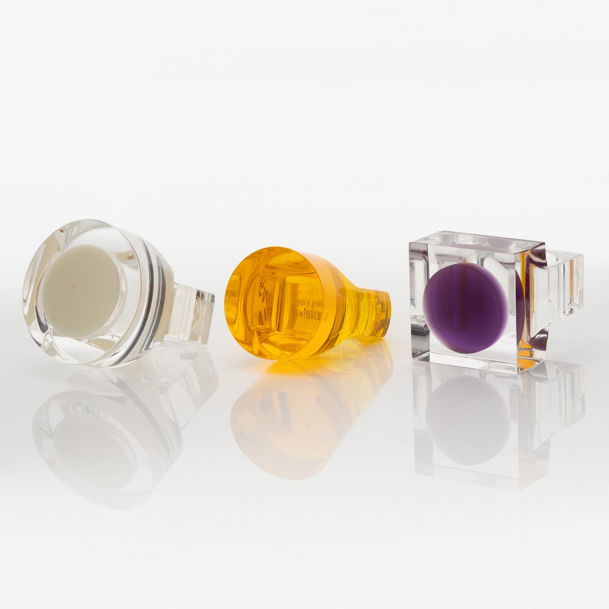 Siv Lagerström, three acrylic plastic rings, 1970s.