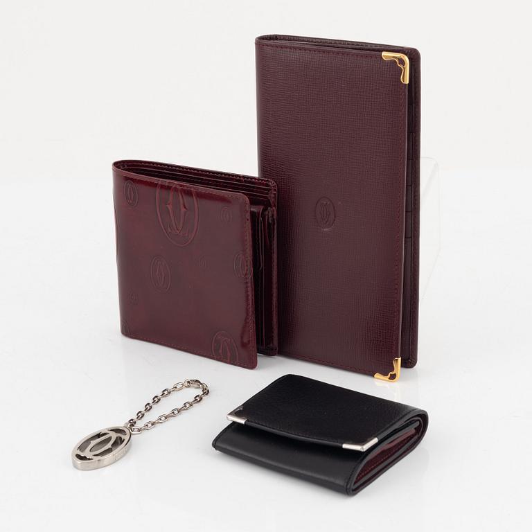 Cartier, plånböcker 3 st samt nyckelring.