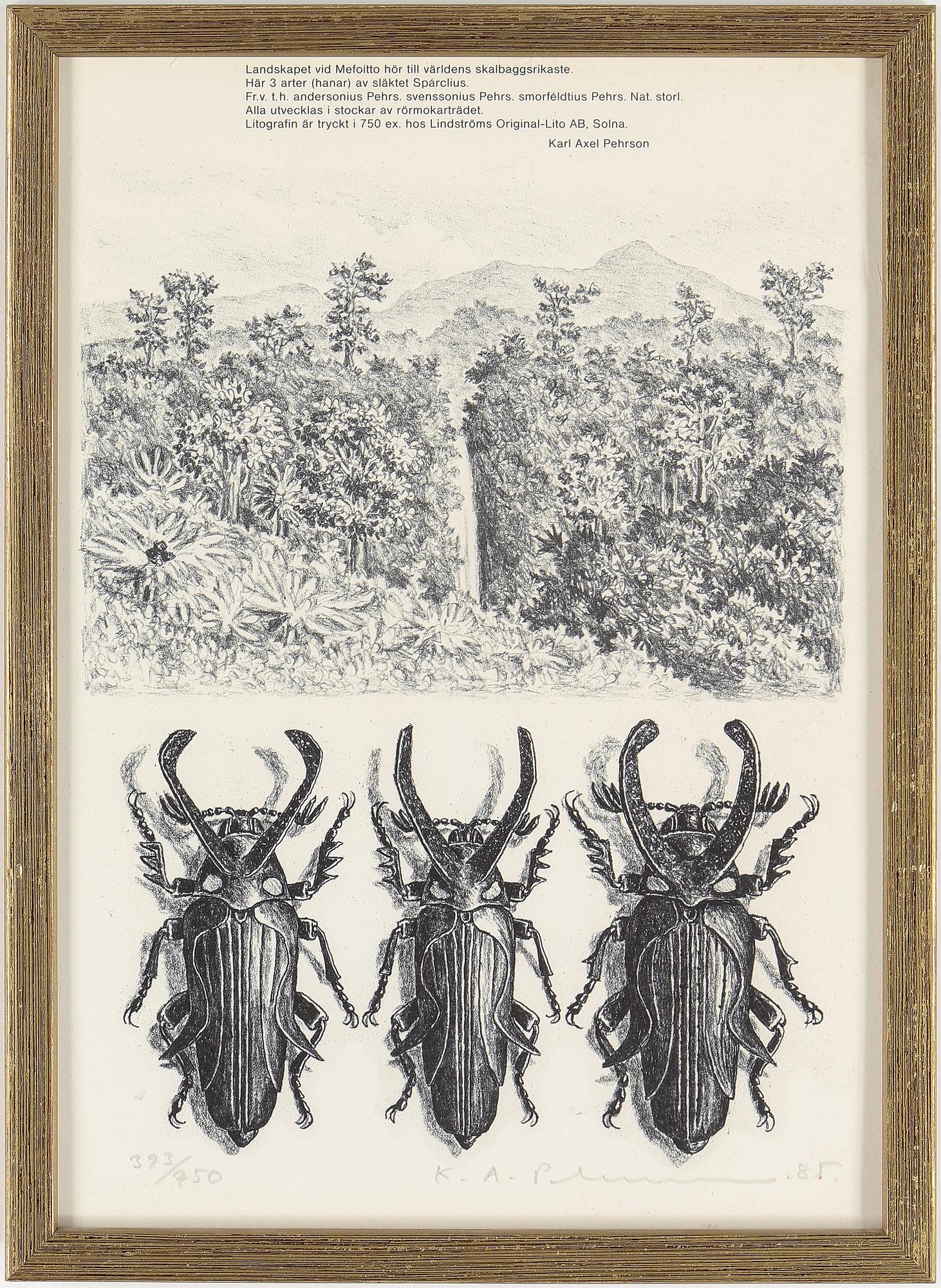 KARL AXEL PEHRSON, 9 st, litografier, signerade, olika dateringar och numreringar.