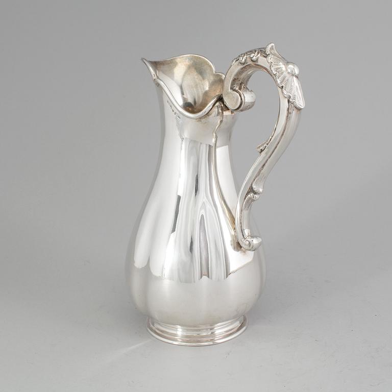 A Swedish silver water pitcher, maker's mark Gustaf Theodor Folcker, Stockholm, 1860. Weight 647 g.