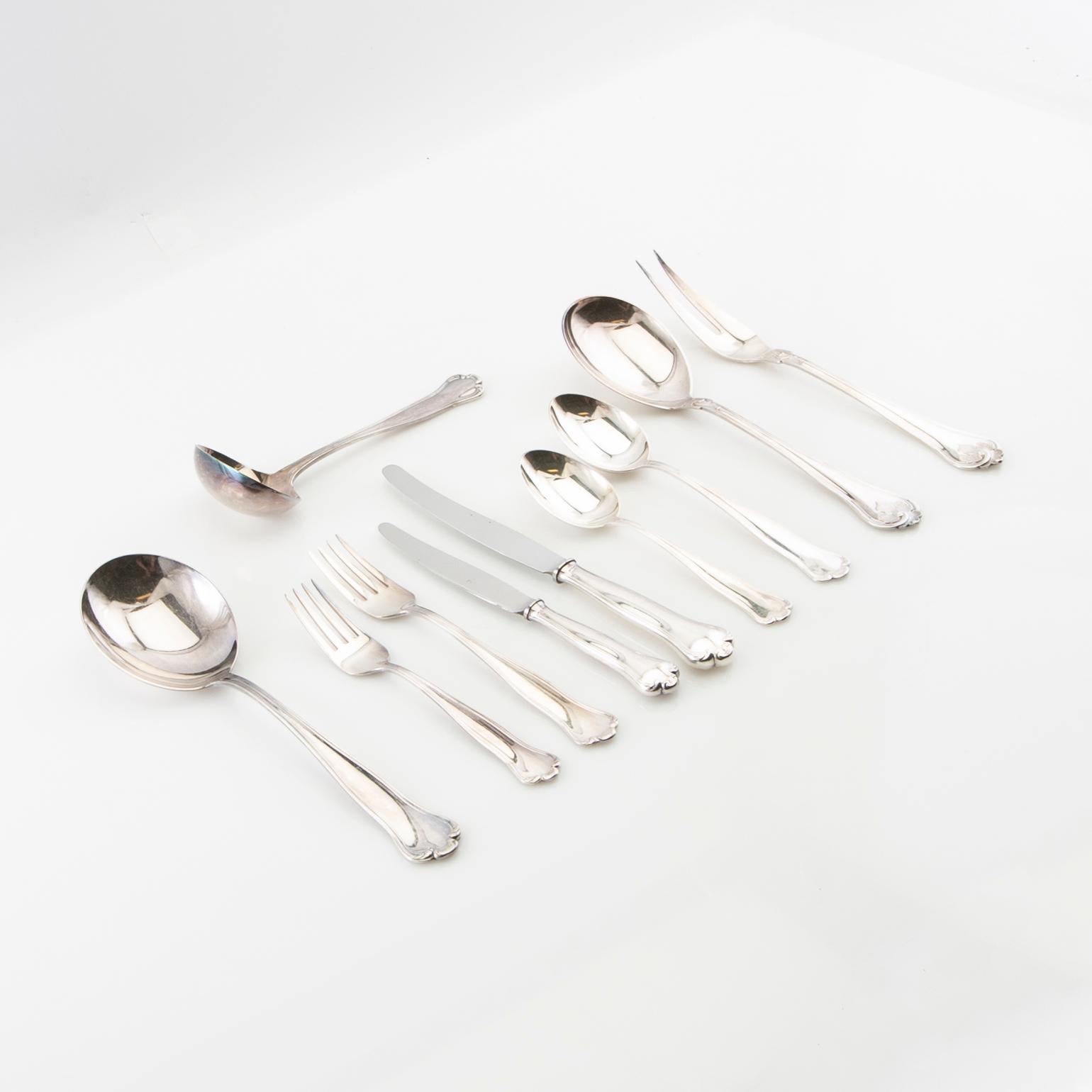 Cutlery 74 pcs "Kungsholm" silver, GAB Stockholm 1957-1966.