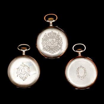 FICKUR, 3 st, silver, Tyskland, sekelskiftet 1900.
