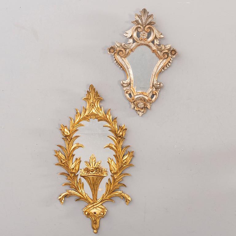 Four mid 20th century wood mirrors in Louis XV-style from Paoletti, Firenze Italy.