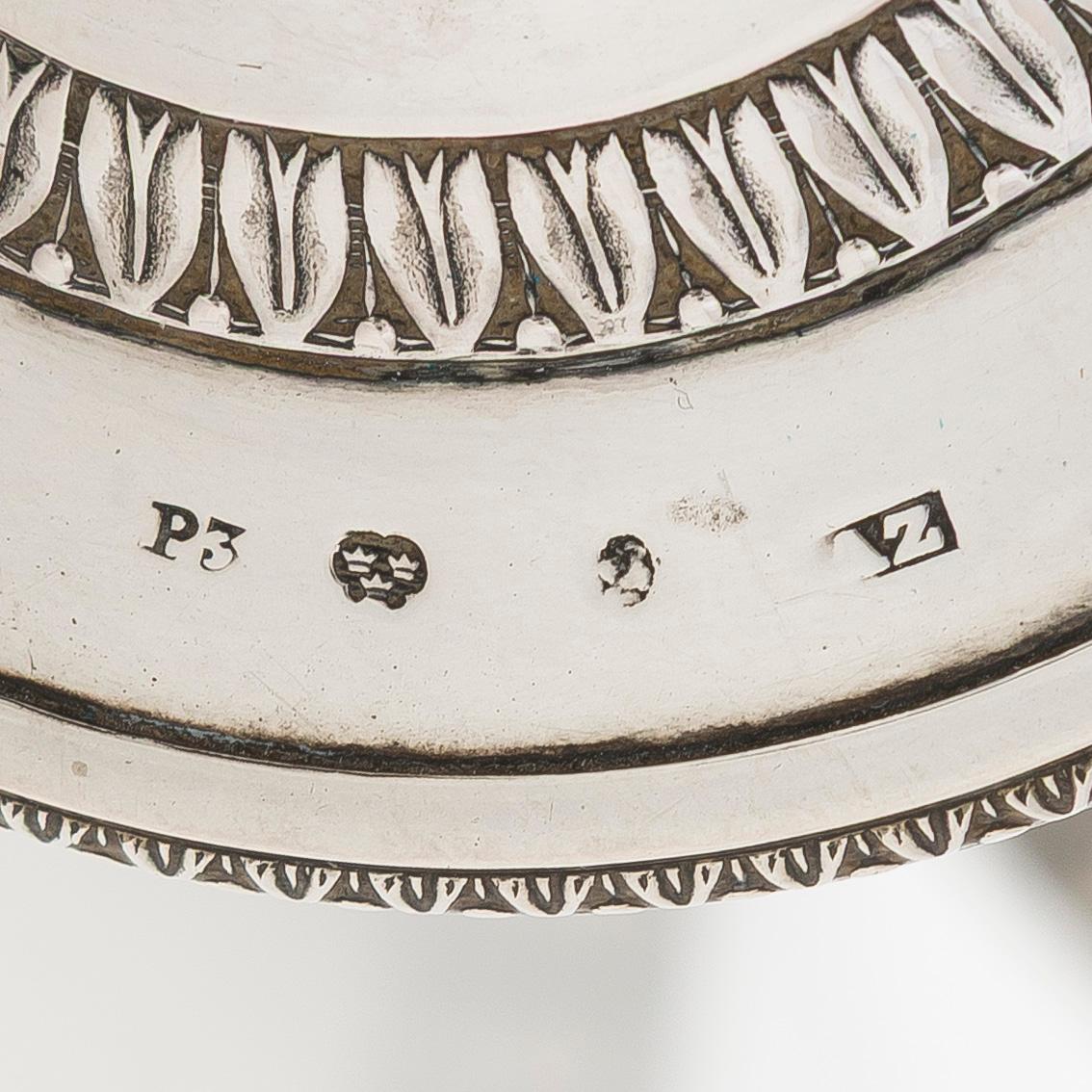 Pehr och Adolf Zethelius, kandelabrar, ett par, silver, Stockholm 1797 och 1824. Empire.