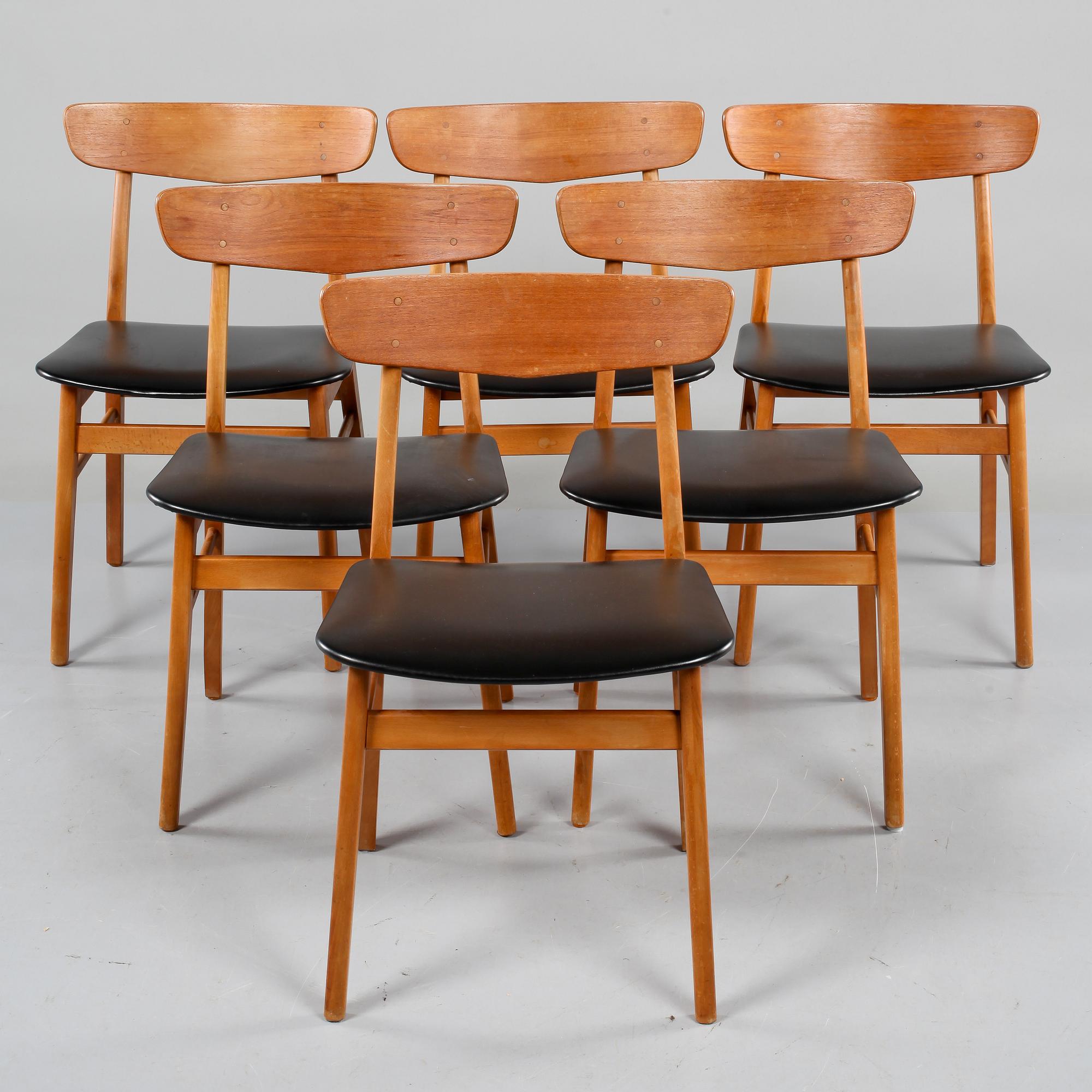 STOLAR, 6 st, troligen Farstrup Möbelfabrik, Danmark, 1950/60-tal.