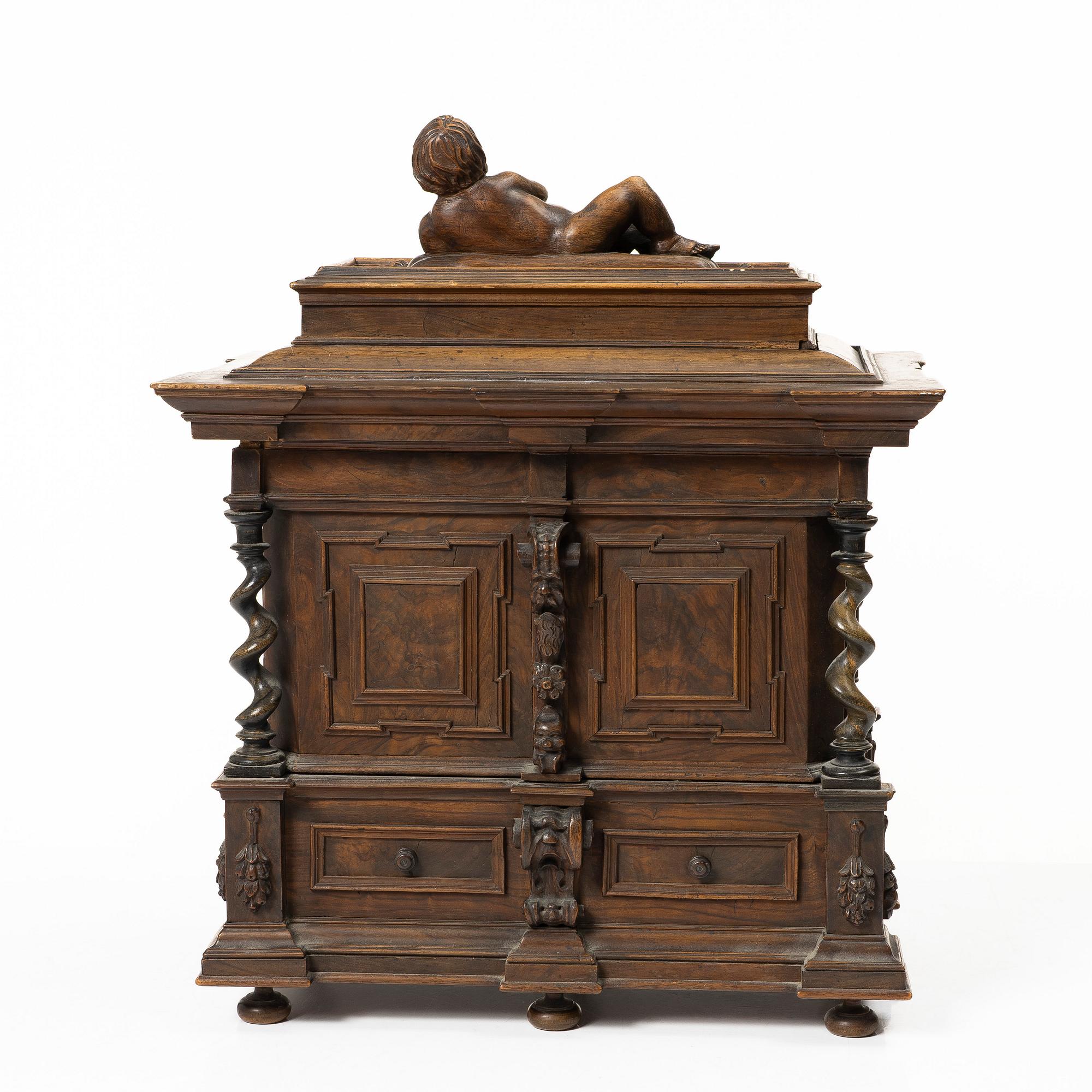 A Baroque style miniature cabinet, 19th century.
