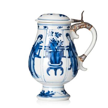 1163. A blue and white mustard pot, Qing dynasty, Kangxi (1662-1722).