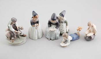 FIGURER, 5 st, porslin, Royal Copenhagen samt Bing & Gröndahl.
