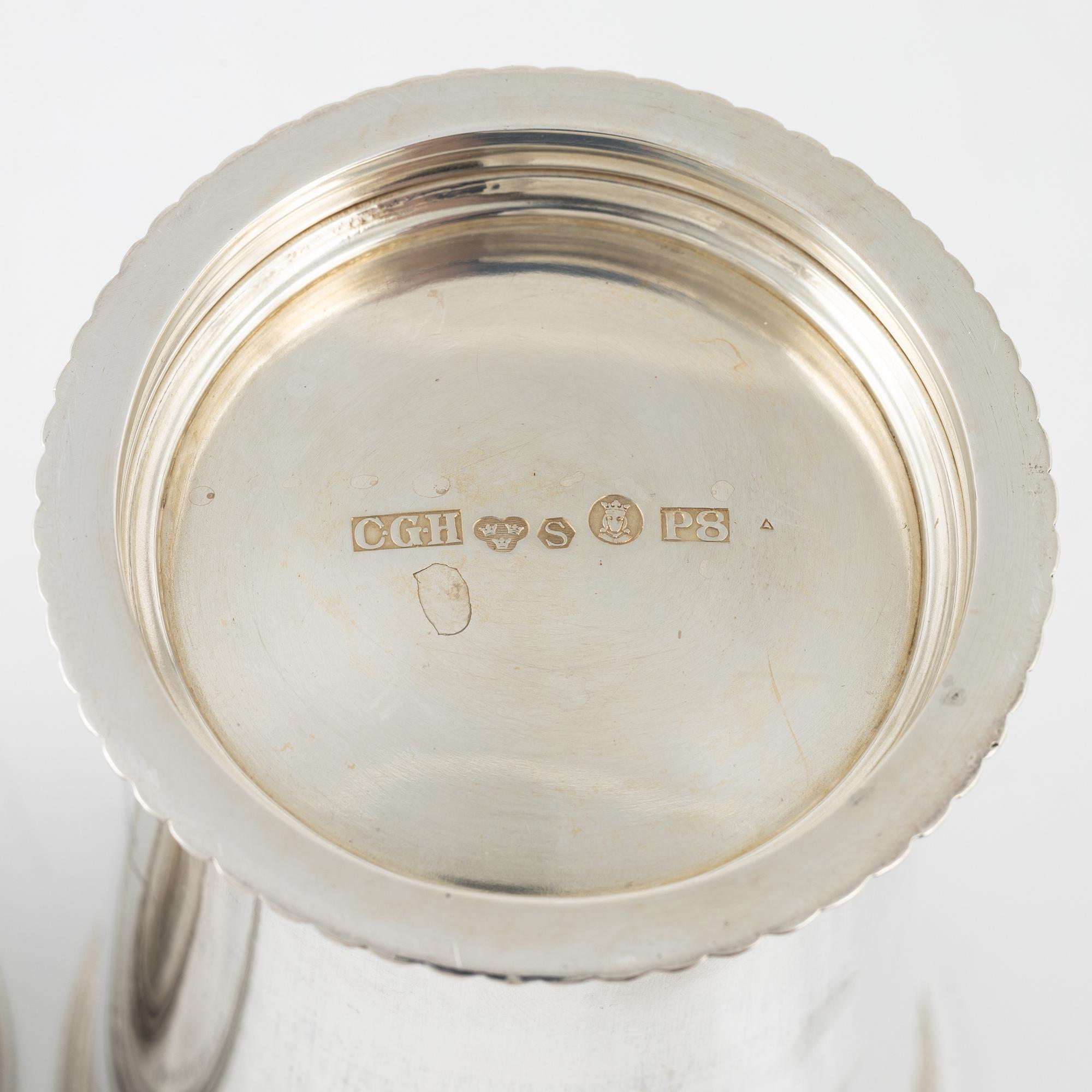 CG Hallberg, bägare, 2 st, silver, Stockholm 1941 och 1960.