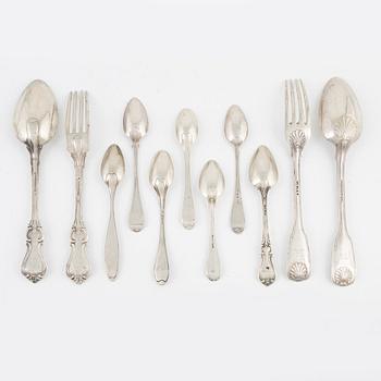 A set of silver cutlery, among others Emanuel Forssman, Växjö, 1855.