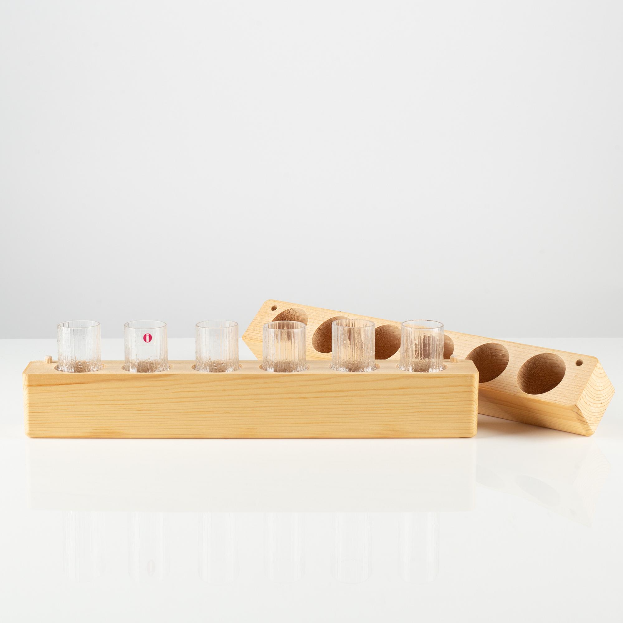 Tapio Wirkkala, six ' niva' shot glasses, Iittala, Finland.