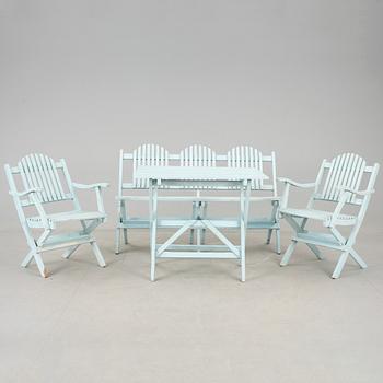 TRÄDGÅRDSMÖBLER, 5 delar, omkring 1900-talets mitt.