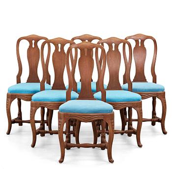 86. Six Swedish Rococo 18th century chairs by Anders Hellman (master in Stockholm 1761-1794).