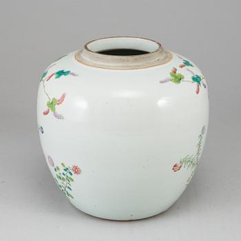 A Chinese famille rose jar, 20th century.