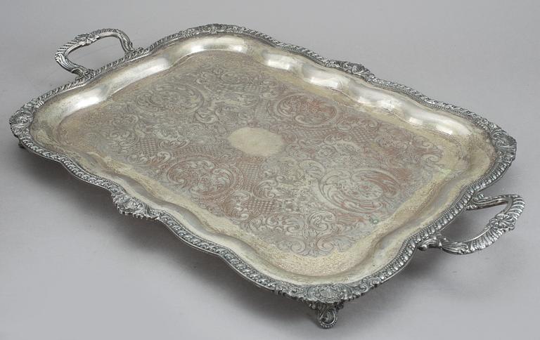 STEKHUV SAMT BRICKA, pläter, England, 1800-tal.