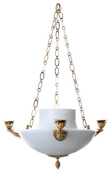 940. A late Gustavian three-light hanging lamp.