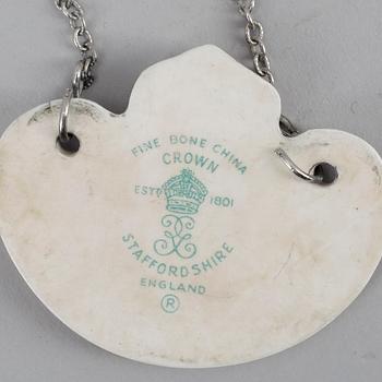 FLASKPLAKETTER, 6st, porslin, Staffordshire, 1900-talets andra hälft.