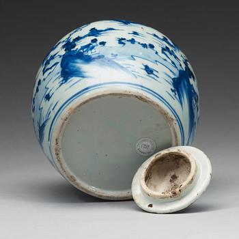 A blue and white jar with cover, Ming dynasty, Tianqi/Chongzhen, early 17th century.